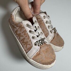Michael Kors Gold Beige Monogram Sneakers Tennis Shoes 7